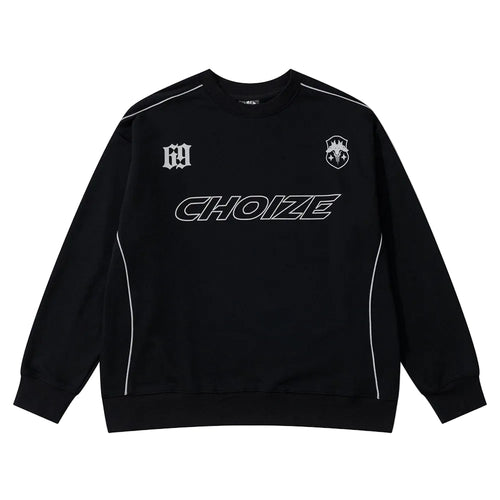 Dark Letters Printed Crew Neck Sweatshirt Men