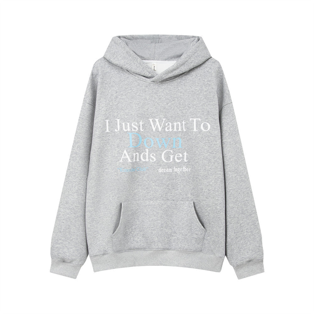 Men’s American Letter Print Hooded Sweatshirt