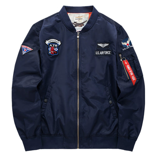Men’s Casual Embroidered Cotton Zipper Jacket
