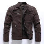 Men’s Casual PU Leather Zipper Jacket