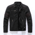 Men’s Casual PU Leather Zipper Jacket