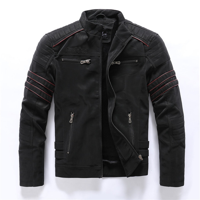 Men’s Casual PU Leather Zipper Jacket