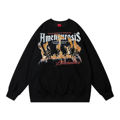 Men’s Flame Print Cotton Crewneck Sweatshirt