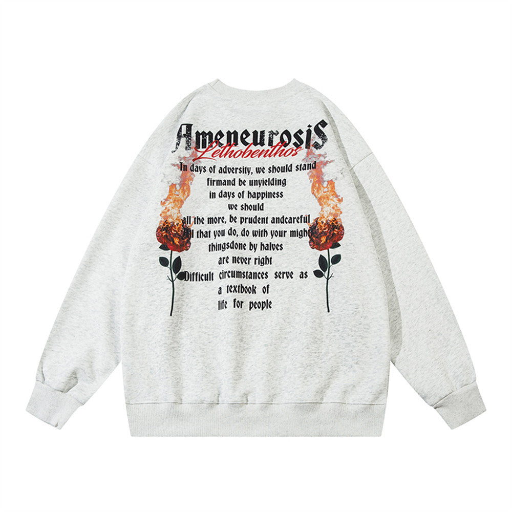 Men’s Flame Print Cotton Crewneck Sweatshirt