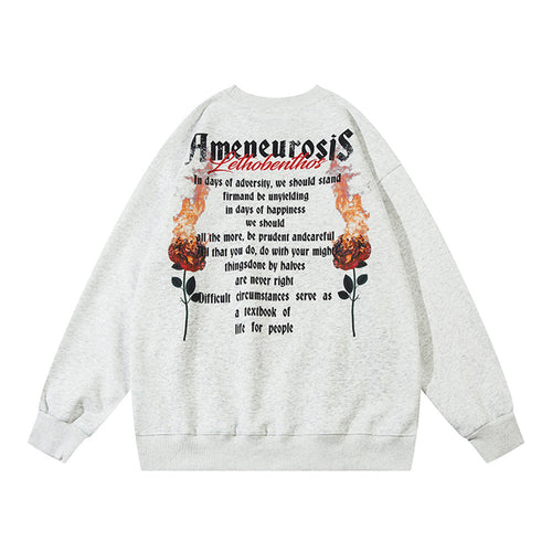 Men’s Flame Print Cotton Crewneck Sweatshirt