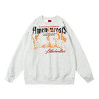 Men’s Flame Print Cotton Crewneck Sweatshirt
