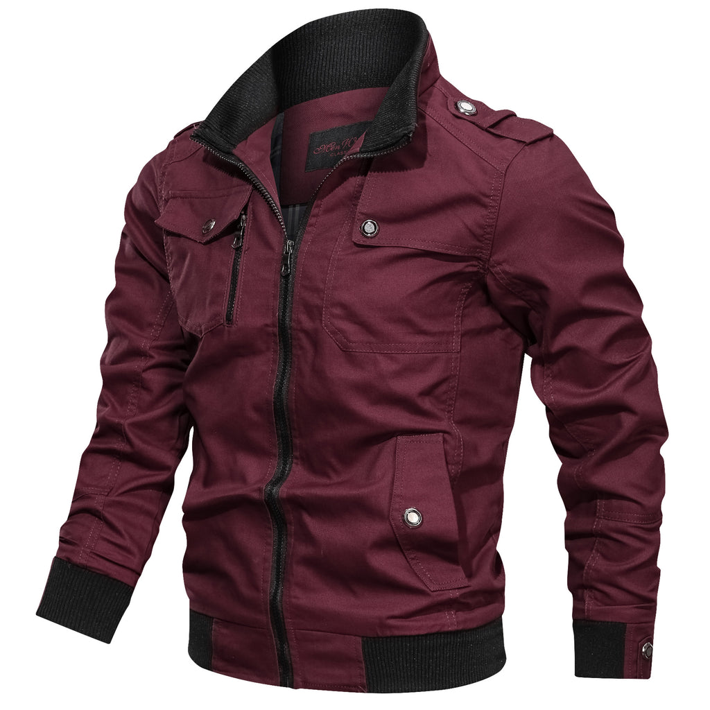 Men’s Solid Color Stand Collar Casual Jacket