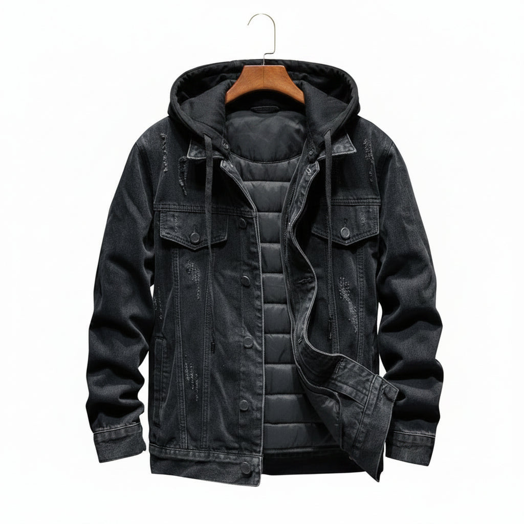Men’s Thick Hooded Denim Winter Jacket Casual