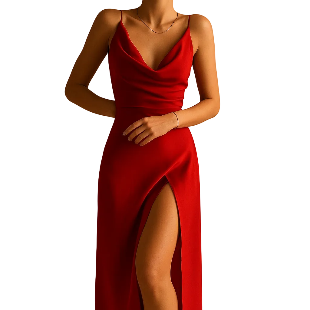 Women’s Elegant V Neck Flowing Maxi Dress