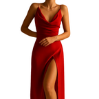 Women’s Elegant V Neck Flowing Maxi Dress