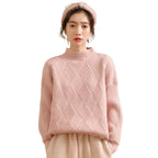 Women’s Half Neck Knit Sweater Solid Color Pullover