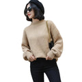 Women’s Half Neck Knit Sweater Solid Color Pullover