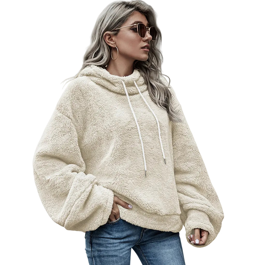 Women’s Hooded Plush Loose Fit Casual Sweater