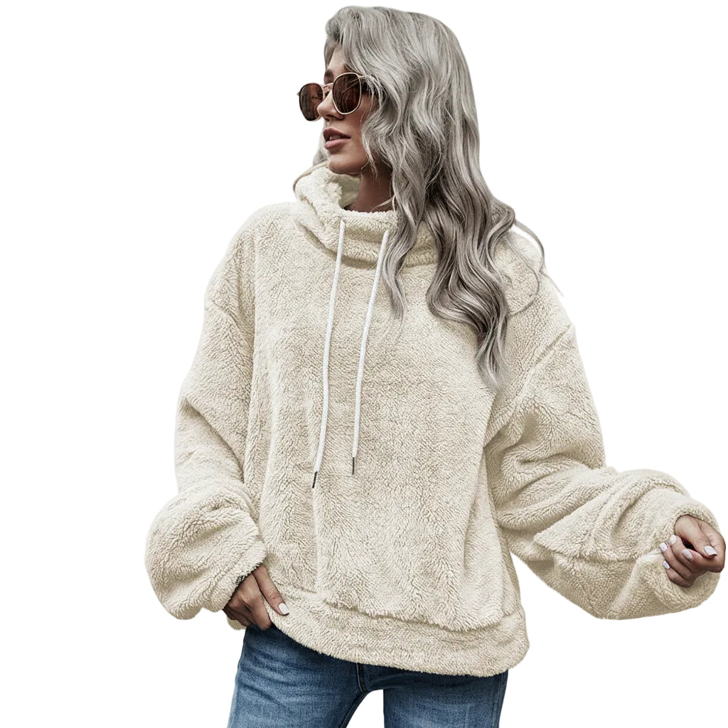 Women’s Hooded Plush Loose Fit Casual Sweater