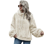 Women’s Hooded Plush Loose Fit Casual Sweater