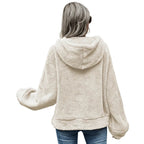 Women’s Hooded Plush Loose Fit Casual Sweater