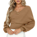 Women’s Loose Lantern Sleeve Solid Color Pullover Sweater