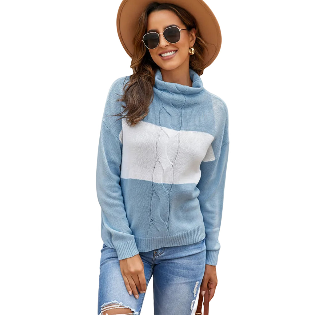 Women’s Turtleneck Hollow Knit Long Sweater Pullover