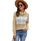 Women’s Turtleneck Hollow Knit Long Sweater Pullover