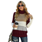 Women’s Turtleneck Hollow Knit Long Sweater Pullover