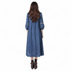 Women’s Vintage Embroidered Denim Dress Loose Fit