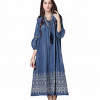 Women’s Vintage Embroidered Denim Dress Loose Fit