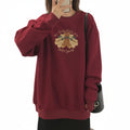 Women’s Vintage Fleece Cartoon Embroidered Sweater Loose Fit
