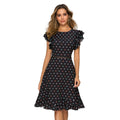 Women’s Vintage Polka Dot Ruffle Dress Elegant Fit