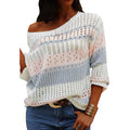 Women’s Loose Stripe Knit Sweater Long Sleeve Casual