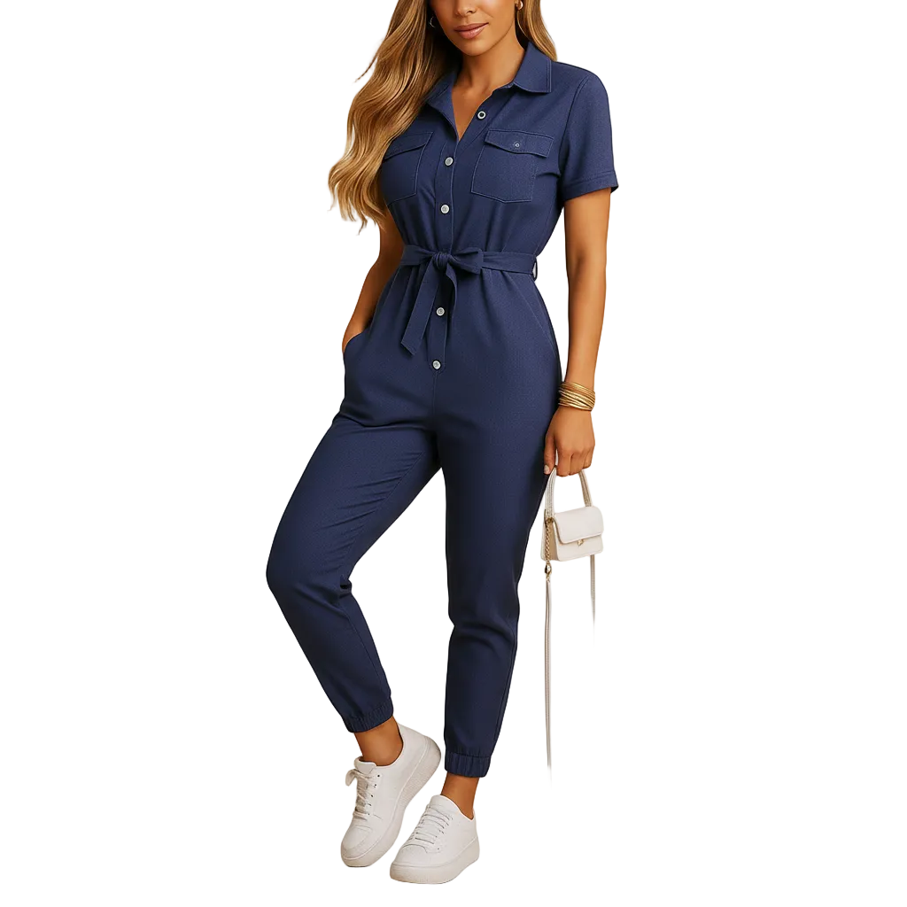 Women’s Elegant Button Front Tailored Jumpsuit