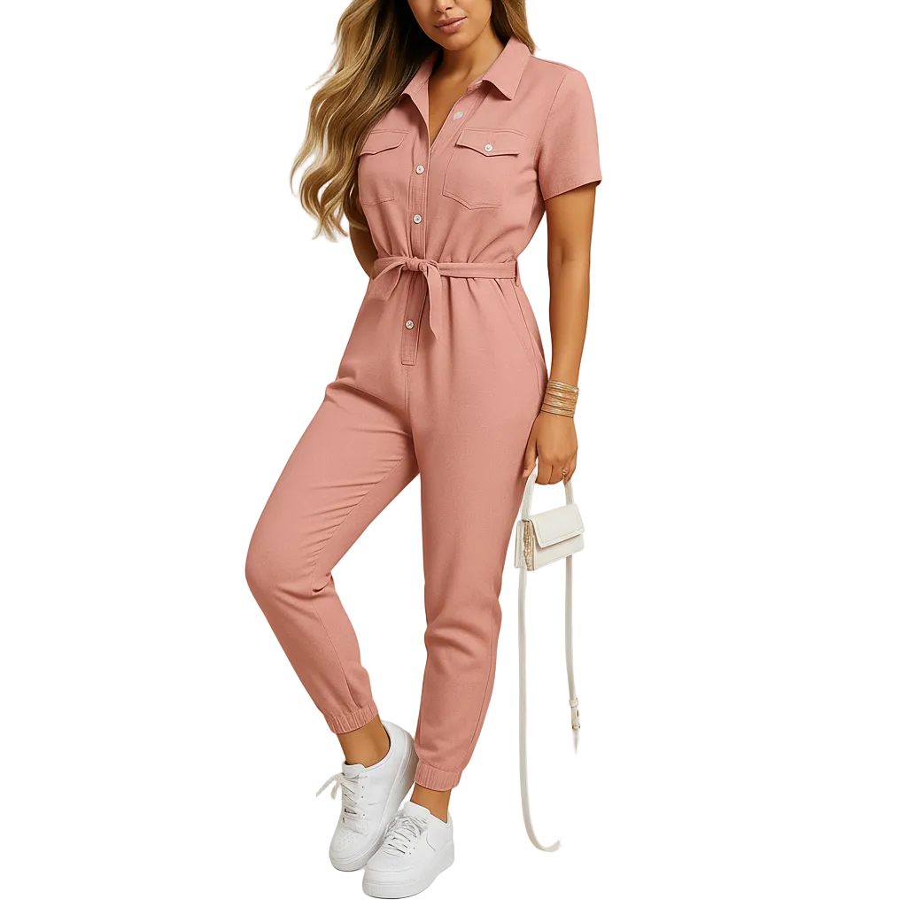 Women’s Elegant Button Front Tailored Jumpsuit