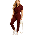 Women’s Elegant Button Front Tailored Jumpsuit