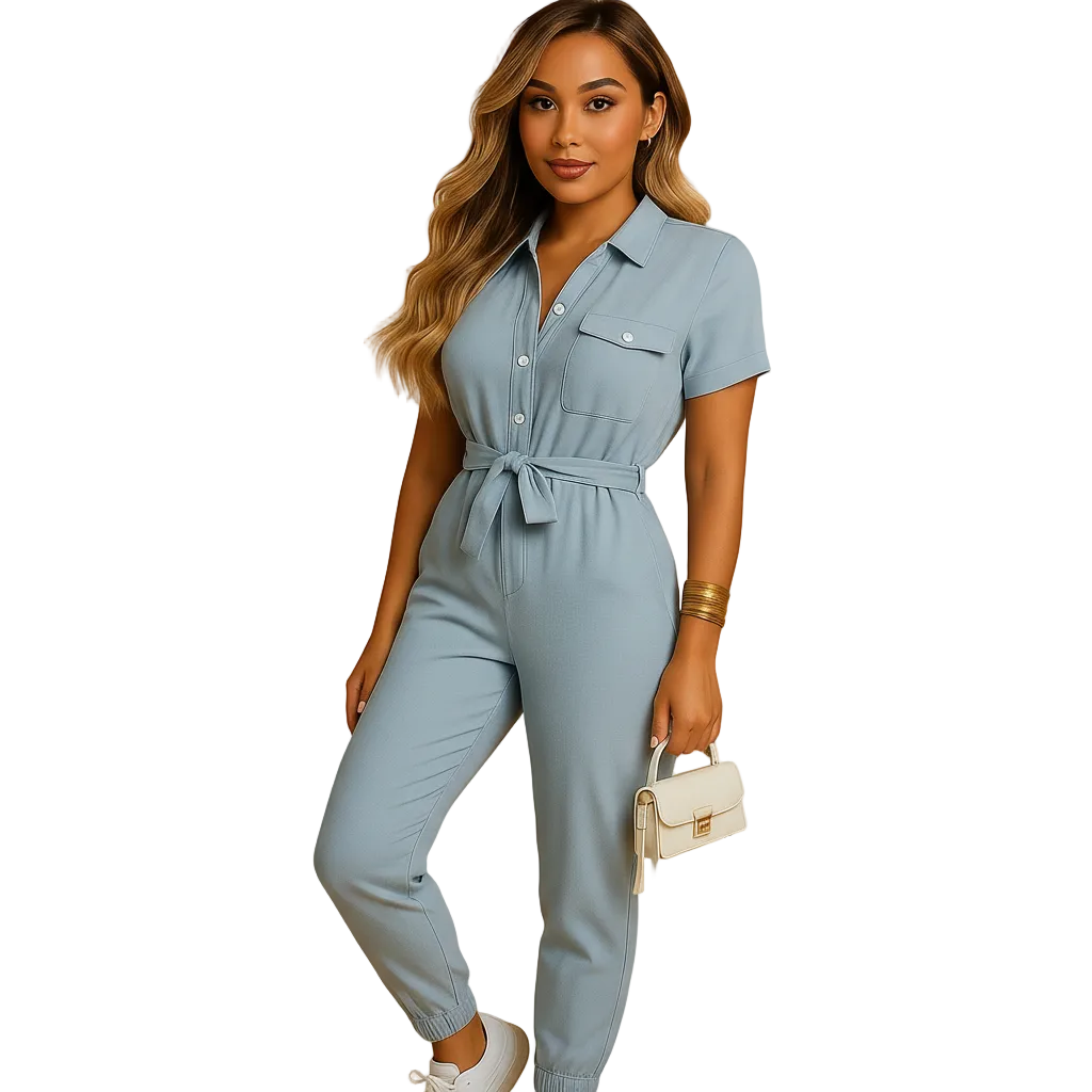 Women’s Elegant Button Front Tailored Jumpsuit