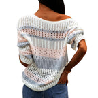Women’s Loose Stripe Knit Sweater Long Sleeve Casual