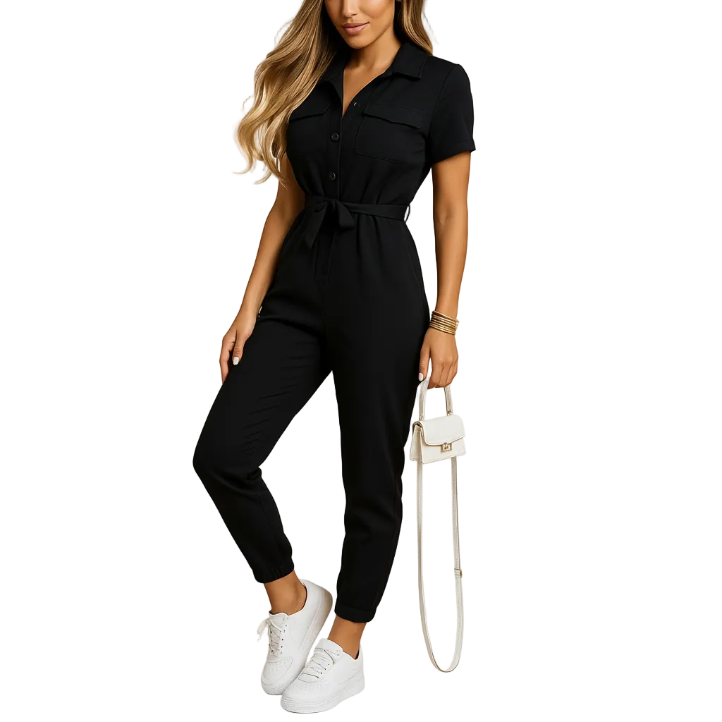 Women’s Elegant Button Front Tailored Jumpsuit