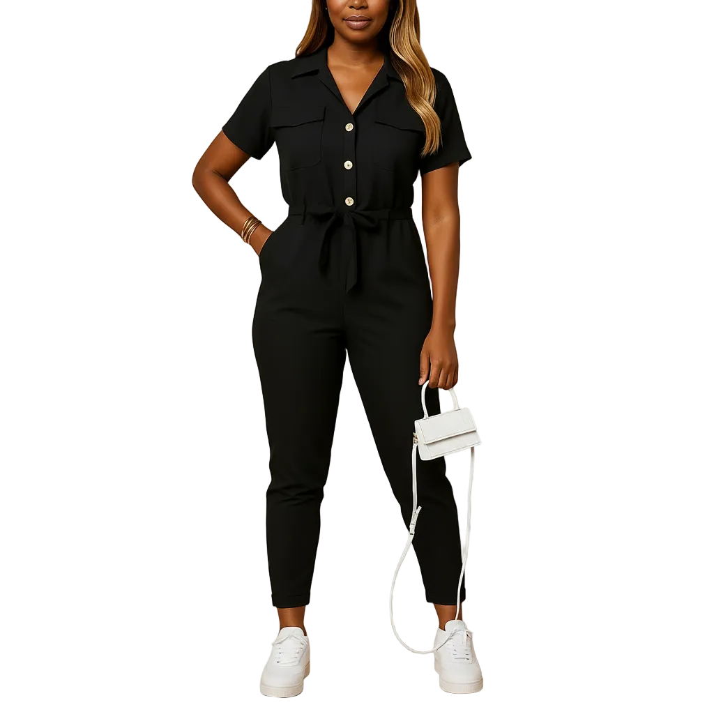 Women’s Elegant Button Front Tailored Jumpsuit